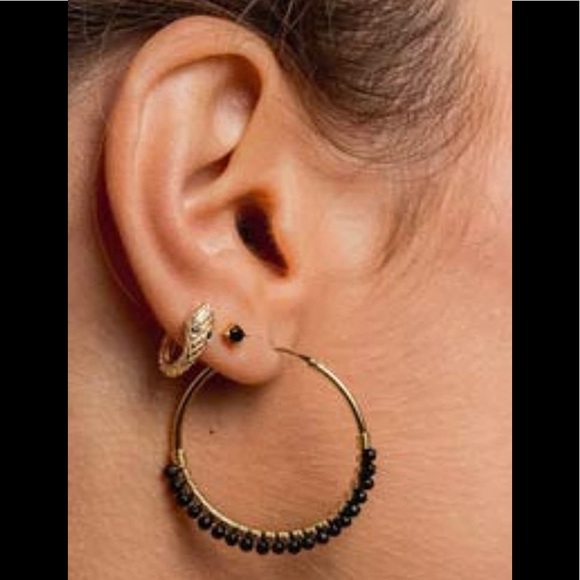 Gold Toned Snake Huggie Hoop Earrings (NWOT) - Picture 3 of 7